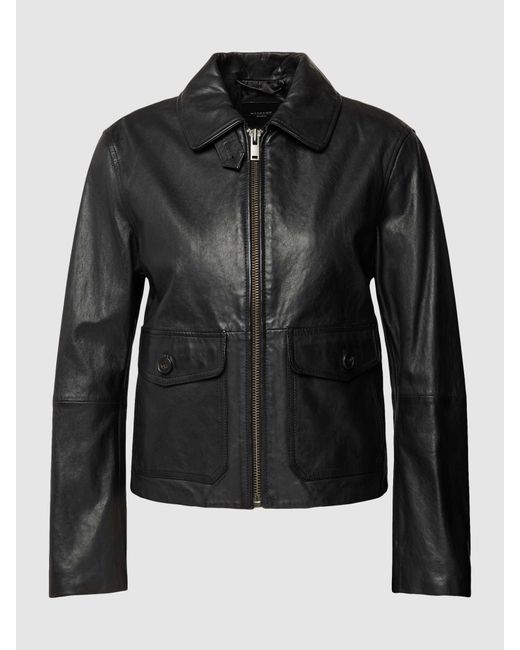 Weekend by Maxmara Leren Jack Met Ritssluiting in het Black