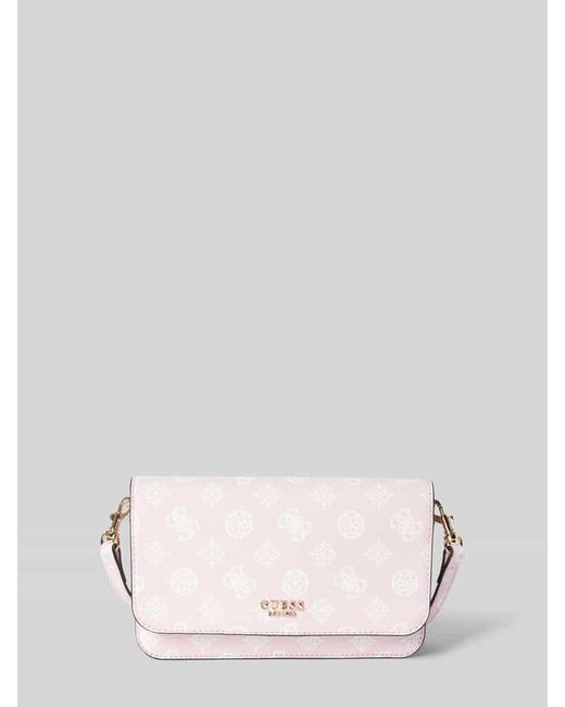 Guess Pink Crossbody Bag mit Allover-Label-Print Modell 'LORALEE'