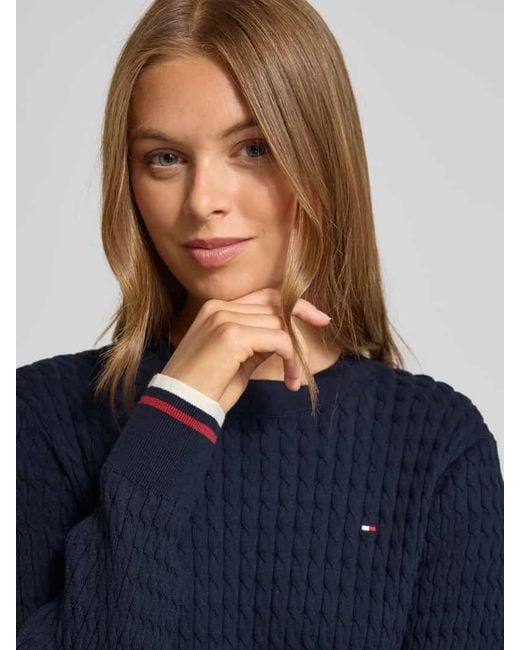 Tommy Hilfiger Blue Regular Fit Pullover aus reiner Baumwolle