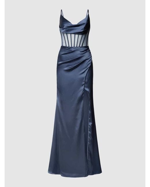 Luxuar Blue Abendkleid im semitransparenten Design