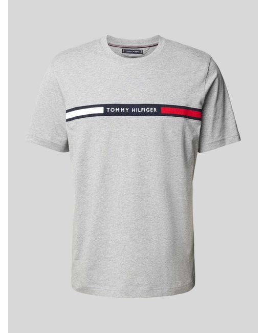 Tommy Hilfiger Regular Fit T-Shirt Met Labelstitching in het Gray voor heren