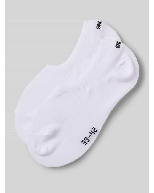 Snocks Socken mit Label-Stitching Modell 'Invisible' im 2er-Pack in White für Herren