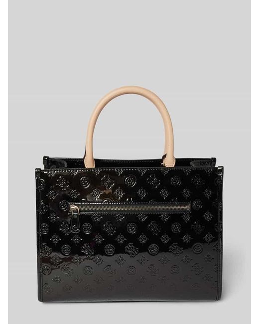 Guess Black Tote Bag mit Label-Strukturmuster Modell 'ARNELA'