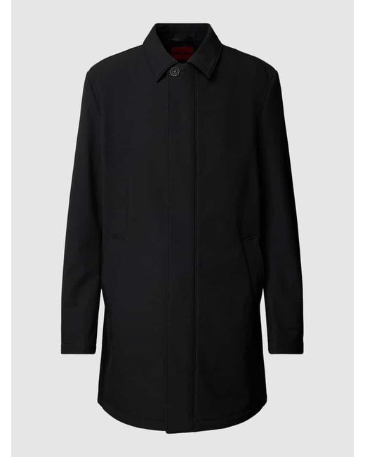 HUGO Mantel mit verdecktem Reißverschluss Modell 'Marec' in Black für Herren