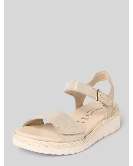Tamaris Leren Sandalen Met Klittenbandsluiting in het Natural