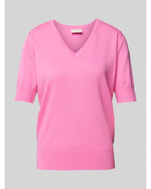 Freequent Pink Strickshirt mit V-Ausschnitt Modell 'Katie'