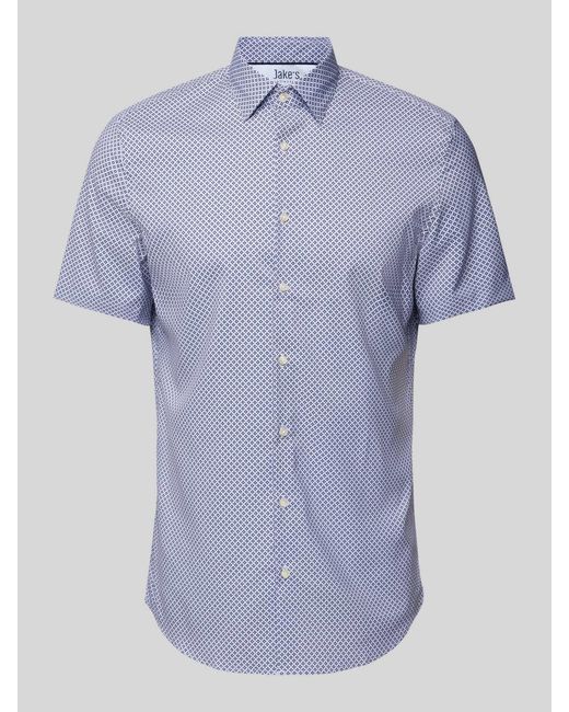 Jake*s Slim Fit Zakelijk Overhemd Met All-over Motief in het Blue voor heren