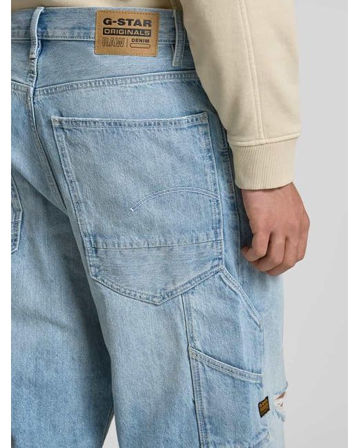 G-Star Bermudas im Destroyed-Look Modell 'BAM' in Blue für Herren