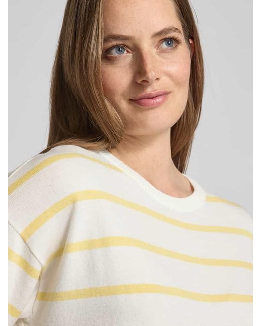 MSCH Copenhagen White Strickshirt mit überschnittenen Schultern und Rundhalsausschnitt