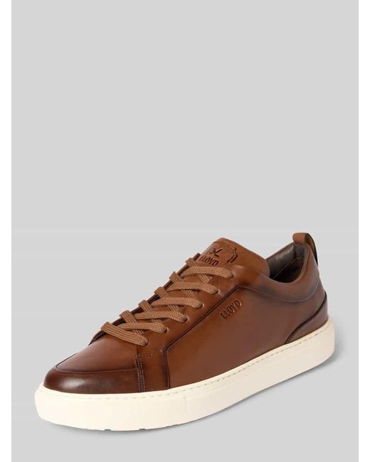 Lloyd Ledersneaker mit Label-Prägung Modell 'METRO' in Brown für Herren