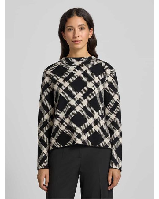 Comma, Black Strickpullover aus Viskose-Mix mit Rundhalsausschnitt