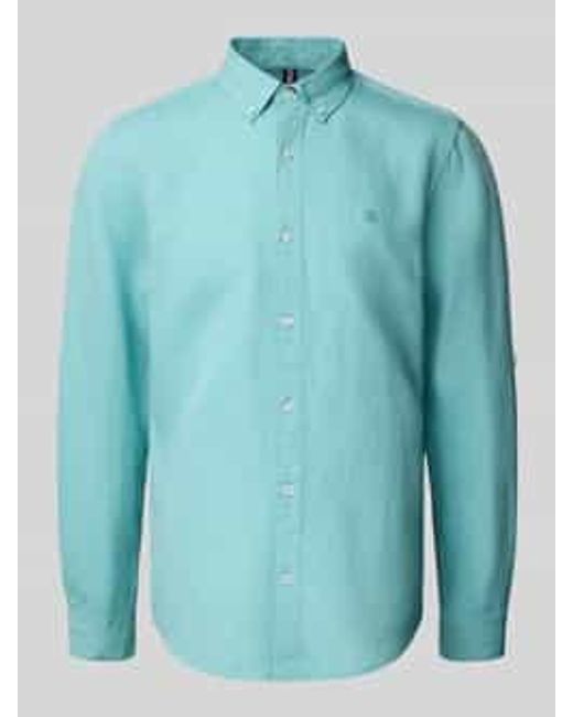 Lerros Regular Fit Linnen Overhemd Met Button-Downkraag in het Blue voor heren