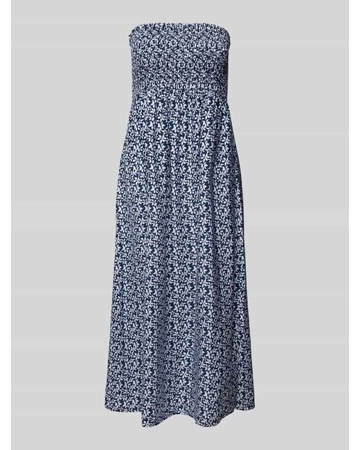 Esprit Blue Knielanges Bandeau-Kleid mit floralem Muster Modell 'CALUSA'