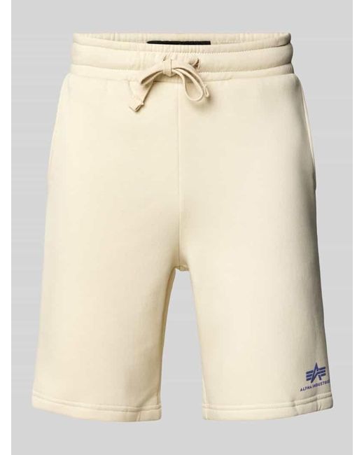 Alpha Industries Sweatshorts mit elastischem Bund und Tunnelzug in Natural für Herren