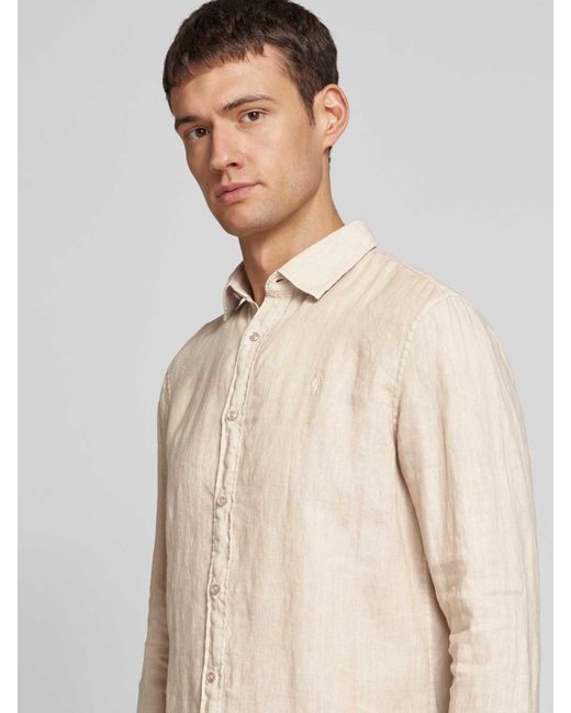 Mcneal Regular Fit Vrijetijdsoverhemd Van Puur Linnen Met Logostitching in het Natural voor heren
