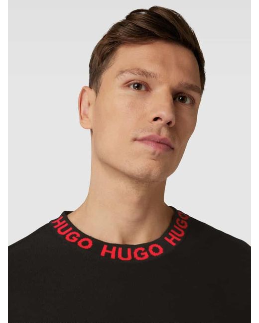 HUGO Strickpullover Modell 'Smarlo' in Black für Herren