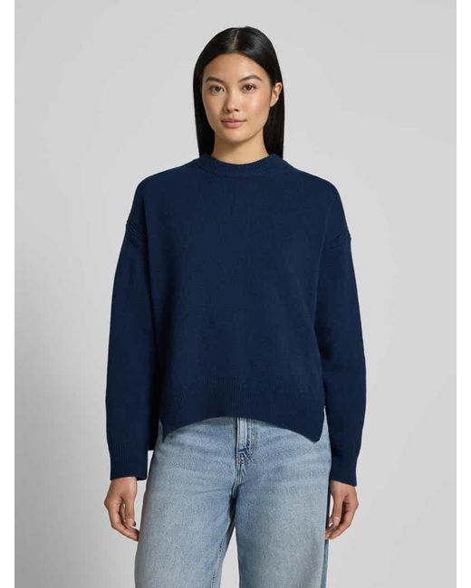 Drykorn Blue Oversized Strickpullover mit gerippten Abschlüssen