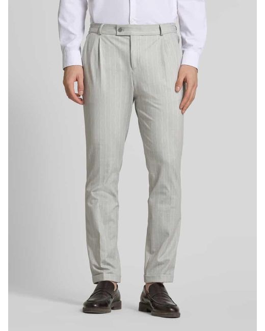 Zuitable Regular Fit Anzughose Mit Bundfalten Modell 'Dicliff Turn Up' in White für Herren
