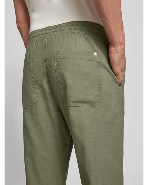 Tom Tailor Loose Fit Weite Hose aus Leinen-Baumwoll-Mix Modell 'LOOSE' in Green für Herren