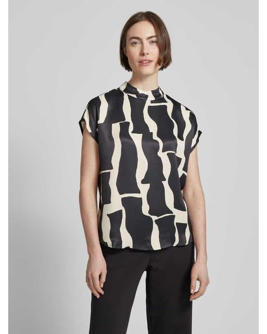 Zero Black Blusenshirt aus Viskose mit Allover-Muster