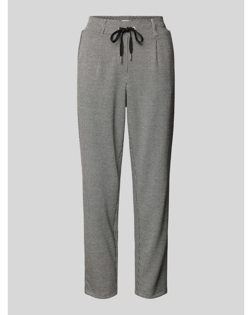 Tom Tailor Regular Fit Stoffen Broek Met Pied-de-poule-motief En Tunnelkoord in het Gray