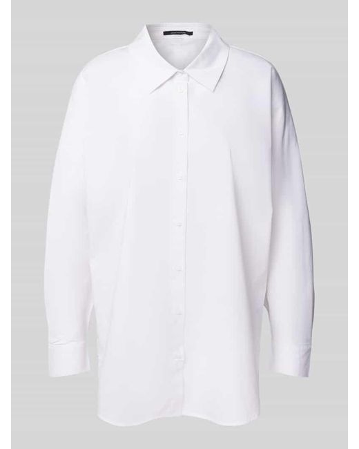 Comma, White Regular Fit Hemdbluse Mit Durchgehender Knopfleiste