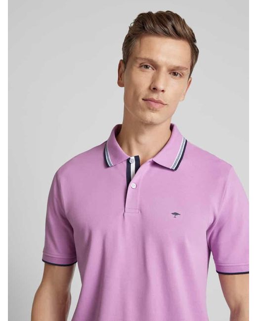 Fynch-Hatton Regular Fit Poloshirt mit Kontraststreifen in Pink für Herren