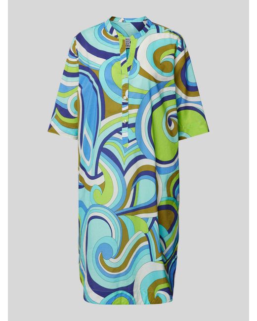 Emily Van Den Bergh Knielange Jurk Met All-over Print in het Blue