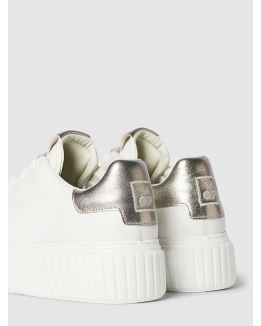 Marc O' Polo Sneakers Van Leermix Met Labeldetails in het White
