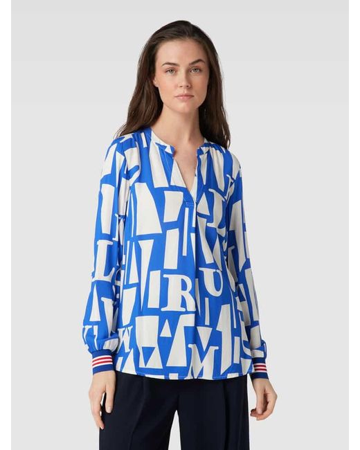 Emily Van Den Bergh Blue Bluse aus Viskose mit Allover-Muster