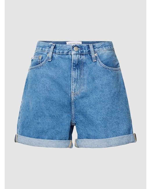 Calvin Klein Blue Mom Fit Jeansshorts mit Eingrifftaschen