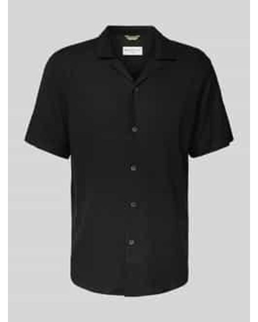 Tom Tailor Relaxed Fit Vrijetijdsoverhemd Van Een Mix Van Viscose En Linnen in het Black voor heren