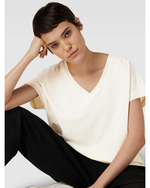 Mos Mosh Natural T-Shirt mit V-Ausschnitt Modell 'TEKIS'
