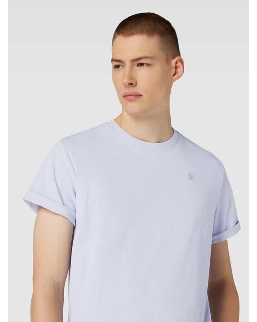G-Star RAW T-Shirt mit Label-Detail Modell 'LASH' in Blue für Herren