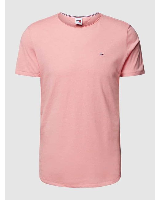 Tommy Hilfiger Slim Fit T-Shirt mit Rundhalsausschnitt in Pink für Herren