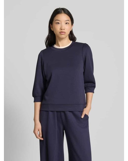 Mbym Blue Sweatshirt aus Viskose-Mix mit 3/4-Arm Modell 'Kadi'