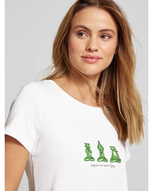 MORE&MORE T-shirt Met Motief- En Statementprint in het Gray