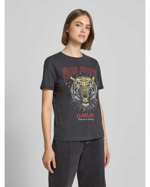 Noisy May Black Relaxed Fit T-Shirt aus reiner Baumwolle Modell 'Brandy'