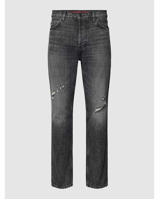 HUGO Straight Leg Jeans im Destroyed-Look Modell ' 634' in Gray für Herren