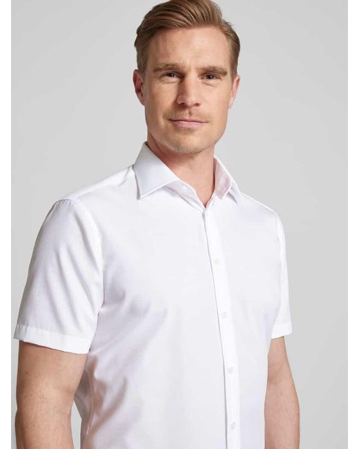 Christian Berg Men Business-Hemd in unifarbenem Design in White für Herren