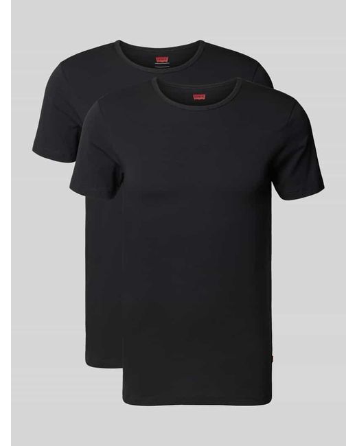 Levi's T-Shirt mit geripptem Rundhalsausschnitt im 2er-Pack in Black für Herren