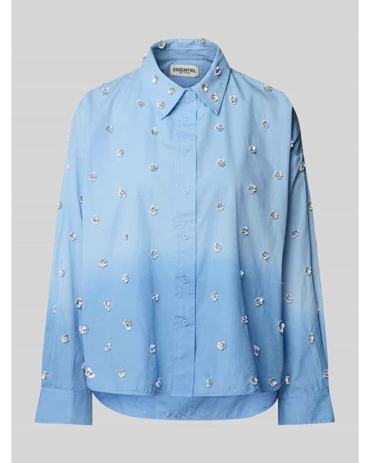 Essentiel Antwerp Blue Regular Fit Bluse mit Pailletten Modell 'Harkansas'