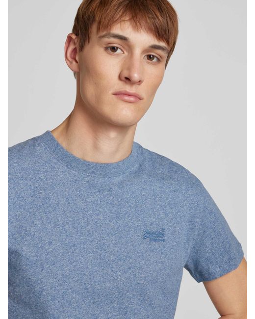 Superdry T-shirt Met Labelstitching in het Blue voor heren