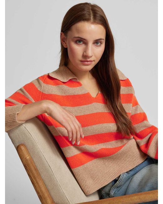 Ouí Gebreide Pullover Met V-hals in het Orange