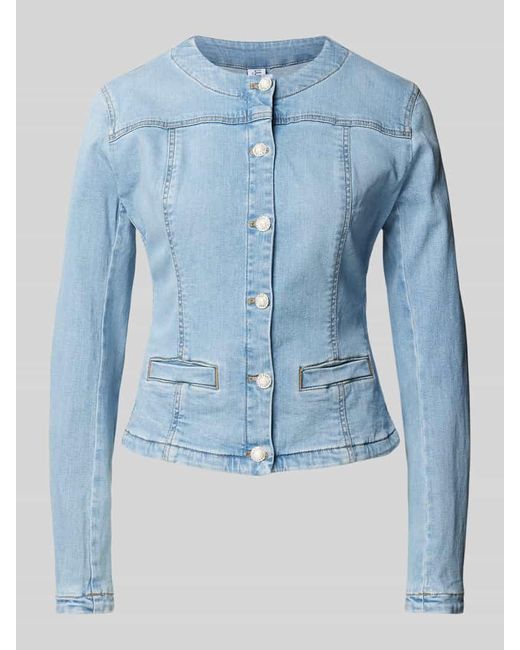 Liu Jo Blue Jeansjacke mit Rundhalsausschnitt Modell 'GIACCA SHINY'