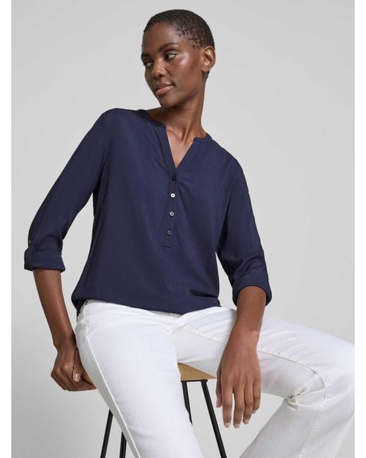 Christian Berg Women Blouseshirt Met Korte Knoopsluiting in het Blue