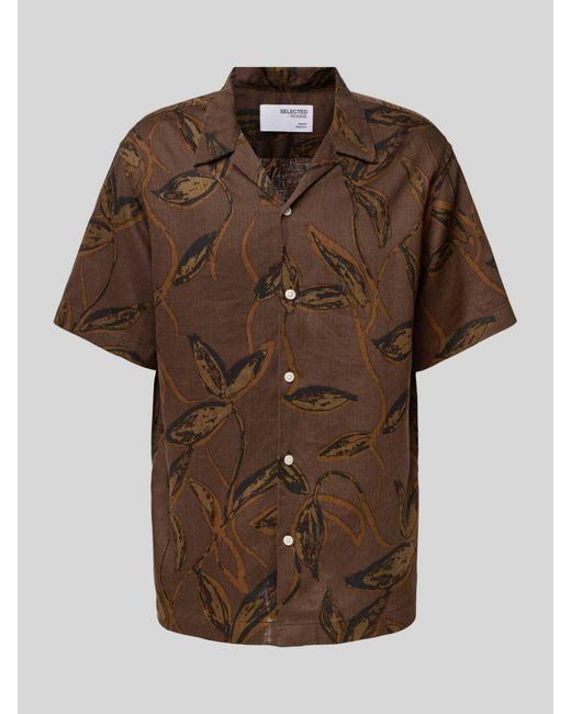 SELECTED Regular Fit Vrijetijdsoverhemd Van Een Mix Van Lyocell En Linnen, Model 'Regnoa' in het Brown voor heren