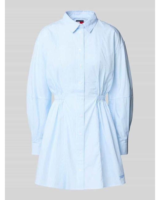 Tommy Hilfiger Blue Regular Fit Hemdblusenkleid aus reiner Baumwolle
