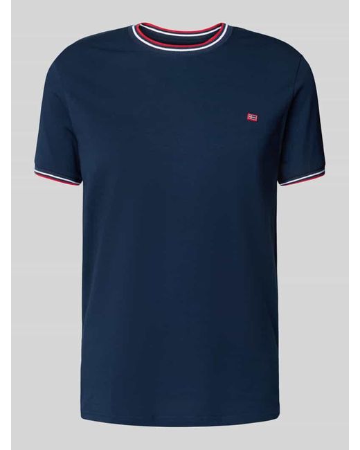 Christian Berg Men T-Shirt mit gerippten Abschlüssen in Blue für Herren