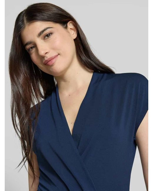 Freequent Blue Knielanges Kleid mit V-Ausschnitt Modell 'Yrsa'